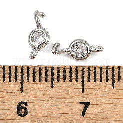 Brass Pave Clear Cubic Zirconia Connector Charms&nbsp;KK-H078-09C-P