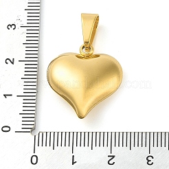PVD真空メッキ304ステンレスペンダント  長持ちメッキ  ハートチャーム  ゴールドカラー  22x20x7.5mm  穴：9x5.2mm&nbsp;STAS-R229-04B-G