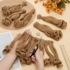 人形用ウィッグ6個  DIYの女の子のためのbjdメイキングアクセサリー  淡い茶色  203~205x70~80mm&nbsp;DIY-ME0001-59C