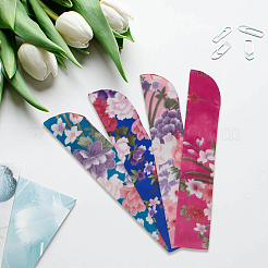8Pcs 4 Styles Silk Cloth Floral Print Chinese Folding Fan Storage Bags&nbsp;ABAG-CY0001-06