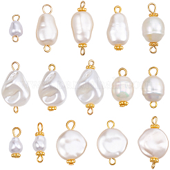 75Pcs 15 Style ABS Imitation Pearl Acrylic Connector Charms&nbsp;PALLOY-BM00003