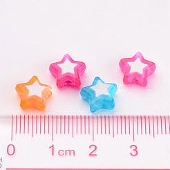 透明なアクリルビーズ  二層ビーズ  スター  ミックスカラー  9x10x4mm  穴：2mm&nbsp;X-TACR-S116-M