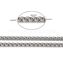 Tarnish Resistant Men's Jewelry Making 304 Stainless Steel Box Chains&nbsp;CHS-A003F-4.0mm