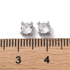 真鍮製マイクロパヴェキュービックジルコニアスライドチャーム  カドミウムフリー＆ニッケルフリー＆鉛フリー  正方形  プラチナ  4x4x4mm  穴：2x1mm&nbsp;KK-F872-01P