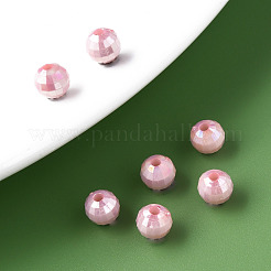 不透明なアクリルビーズ  ABカラーメッキ  多面カット  ラウンド  ピンク  6x5.5mm  穴：1.5mm  約4800個/500g&nbsp;MACR-S371-135-I04