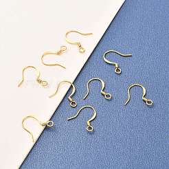 真鍮のピアスフック  水平ループ付き  長持ちメッキ  18KGP本金メッキ  17x16x0.7mm  穴：2mm  21ゲージ  ピン：0.7mm&nbsp;X-KK-F824-015A-G