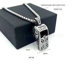 304 Stainless Steel Punk Whistle Pendant Necklaces&nbsp;BE9352