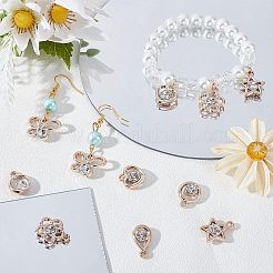 103個 6スタイル UVメッキ ABSプラスチックペンダント  アクリルと  クリスタルラインストーン付き  ライトゴールド  ティアドロップ＆バタフライ＆リング＆ハート＆スター  透明  103個/箱&nbsp;KY-CA0001-21