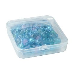 ガラスビーズ66g  ラウンド＆ヒトデ＆フィッシュ＆ロンデル  混合スタイル  空色  2~14x2~10x1~8.5mm  穴：0.8~1.5mm&nbsp;GLAA-FS0002-03C