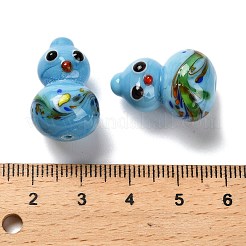 手作りランプワークビーズ連売り  ヒョウタン  ライトスカイブルー  21~22x14~14.5mm  穴：1mm  約25個/連  20.51''（52.1センチメートル）&nbsp;LAMP-A005-04E