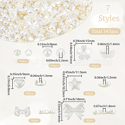 340 個 7 スタイル ABS プラスチック模造パールビーズ  混合図形  貝殻色  6~15x6~18x3.5~8mm  穴：1.4~2.3mm&nbsp;KY-SC0002-44