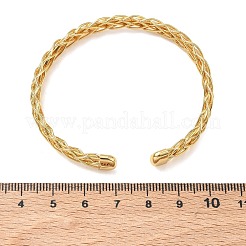 Braided Brass Cuff Bangles for Women&nbsp;BJEW-C157-01G
