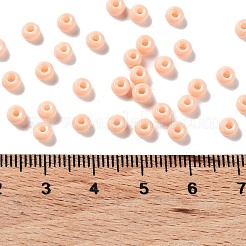焼付塗装ガラスシードビーズ  ラウンド  ライトサーモン  4x3mm  穴：1.2mm  約7650個/ポンド&nbsp;SEED-H002-I-A527