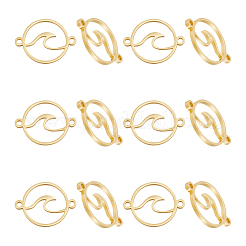 201ステンレススチールリンク12個  手動研磨  フラットラウンド  18KGP本金メッキ  20x16x1.5mm  穴：1.4mm&nbsp;STAS-UN0057-20
