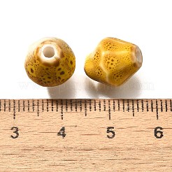 ヴィンテージスタイルの釉薬をかけた陶磁器ビーズ  多面カット双円錐形  ゴールデンロッド  11.5x10mm  穴：2mm&nbsp;PORC-H013-01-04