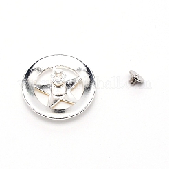 1穴合金装飾リベット  スターとフラットラウンド  DIYの荷物とハードウェアアクセサリー用  銀  29x7.9~12.5mm  穴：3.4mm&nbsp;PALLOY-WH0092-13S