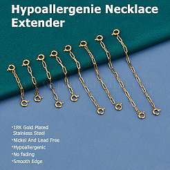 8Pcs 4 Styles Stainless Steel Textured Cable Chain Chain Extender&nbsp;FIND-HS00006