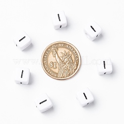 文字アクリル製ヨーロピアン大穴ビーズ  水平穴  キューブ  文字.i  10x10x10mm  穴：3.5~4mm  約598個/500g&nbsp;OPDL-R050-10mm-I