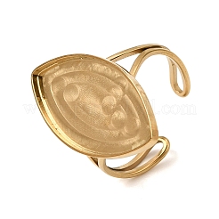Horse Eye 304 Stainless Steel Open Cuff Bangle Makings with Bezel Tray&nbsp;SA-CBABF3F-02G-06