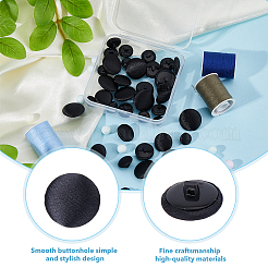 40個 4スタイル 1穴プラスチックボタン  布カバー付き  半円ボタン  ブラック  10~18x6.5~10mm  穴：1.4~2.2mm  10個/スタイル&nbsp;BUTT-DC0001-04