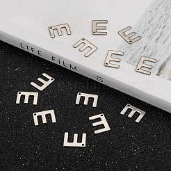 変色しにくい304ステンレススチールの文字チャーム  文字.e  11x8x0.8mm  穴：1mm&nbsp;X-STAS-O072-E