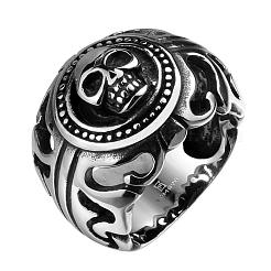 Punk Rock Style Men's 316L Surgical Stainless Steel Skull Rings&nbsp;RJEW-BB06632-11
