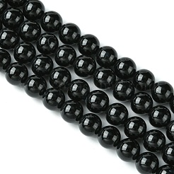天然染色＆加熱ブラックオニキスラウンドビーズ連  ブラック  12mm  穴：1mm  約32個/連  15.74インチ&nbsp;X-G-L087-12mm-01