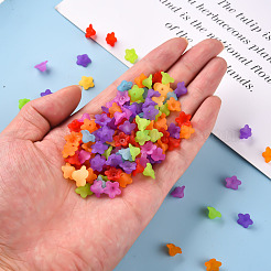 透明なアクリルビーズ  花  艶消し  ミックスカラー  10x5mm  穴：1mm  約4600個/500g&nbsp;PL554-M