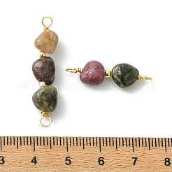 3Pcs 3 Styles Natural Multicolor Tourmaline Nuggets Beaded Links Connector Charms with Brass Loops&nbsp;PALLOY-JF05498