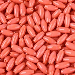 不透明色のガラスシードビーズ  オーバル  サンゴ  9x4mm  穴：1.2mm  約1875個/ポンド&nbsp;SEED-T007-16C