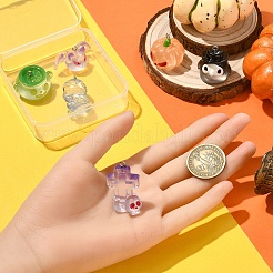 ハロウィン透明樹脂ペンダント6個、6スタイル  プラチナ鉄フープ付き  ミックスカラー  18.5~35x16.5~34.5x16.5~25.5mm  穴：1.8~2mm  1個/スタイル&nbsp;CRES-YW0002-61