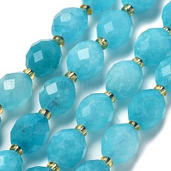 天然石ホワイトジェイドビーズ連売り  染め  多面カット  米の形をした  シードビーズで  空色  9.5x7.5~8mm  穴：1mm  約34個/連  15.08''（38.3センチメートル）&nbsp;G-D305-B01-01B