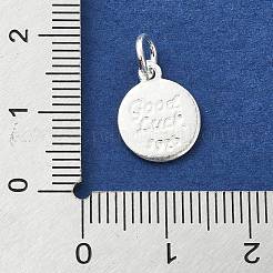 925 Sterling Silver Flat Round with Word Good Luck Charms&nbsp;STER-M119-04S