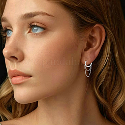 1 Pair 925 Sterling Silver Hoop Earrings&nbsp;EJEW-BBC0002-04P