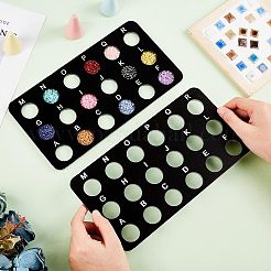 プラスチックビーズデザインボード  ブラック  13x24.7x0.5cm  穴：25mm&nbsp;TOOL-WH0125-44