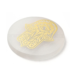 Flat Round Natural Selenite Slice Coasters&nbsp;AJEW-C042-01F