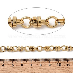 304ステンレススチールフラットラウンドリンクチェーン  溶接されていない  スプールで  イオンプレーティング（ip）  18KGP本金メッキ  10.5x6mm&nbsp;CHS-K024-13G
