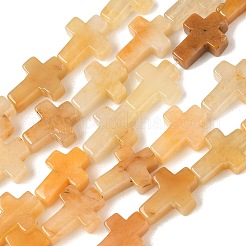 天然石トパーズ翡翠ビーズ連売り  宗教クロス  15x11x5mm  穴：1.5mm  約27個/連  15.75''（40センチメートル）&nbsp;G-I337-A08-01