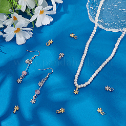 12個2色真鍮ペンダント  花のチャーム  丸カン付き  ミックスカラー  8.5x6.5x2mm  穴：3mm  6個/カラー&nbsp;KK-BC0001-33