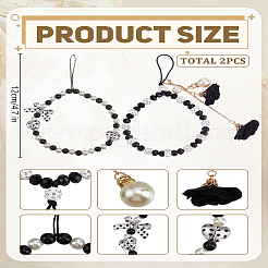 2Pcs 2 Style Acrylic Beaded Mobile Phone Lanyard Wrist Strap&nbsp;AJEW-LP0005-92