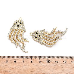ラックメッキ合金ラインストーンペンダント  カドミウムフリー、鉛フリー、鉛フリー  クラゲ  ライトゴールド  46x30x3.5mm  穴：2mm&nbsp;PALLOY-T091-02KCG-RS