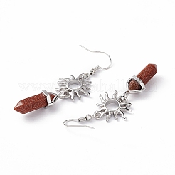 Gemstone Bullet with Sun Dangle Earrings&nbsp;EJEW-I276-01P