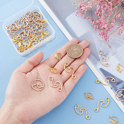 DIYジュエリー作りの発見キット  50個5スタイルの合金リンクコネクターとペンダントを含む  ウェーブ＆リング  ゴールデン＆ライトゴールド  11~31x15~20x1~3mm  穴：1.5~3mm  10個/スタイル&nbsp;DIY-PH0008-74