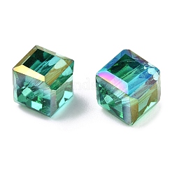 ファセット透明ガラスビーズ  キューブ  ミックスカラー  6x6x6mm  穴：1.3~1.5mm&nbsp;GLAA-E047-03B