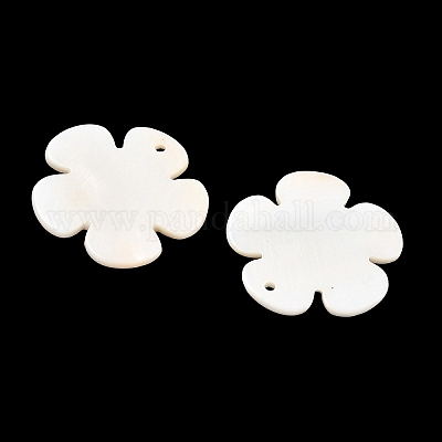 シェルペンダント  花  ホワイト  直径約30mm  穴：1mm&nbsp;X-PBB180Y-1