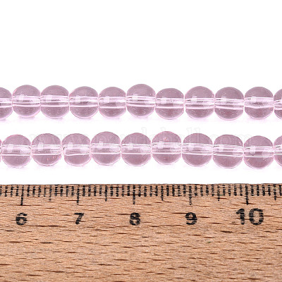 透明ガラスビーズ連売り  ラウンド  パールピンク  6~6.5mm  穴：1.4mm  約67~70個/連  14.76インチ〜15.16インチ（37.5~38.5cm）&nbsp;GLAA-T032-T6mm-24-1