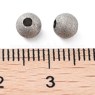 チタンビーズ  ラウンド  テクスチャ  ステンレス鋼色  5x4.8mm  穴：1.6mm&nbsp;STAS-R224-02C-P-1
