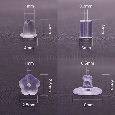 プラスチック製ピアスキャッチ  ピアスバックキャッチ  透明  2.5~10x3~6mm  1666個/箱&nbsp;KY-YW0001-06-1
