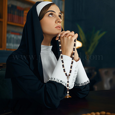 木製ロザリオビーズスタイルのネックレスブレスレット作成キット