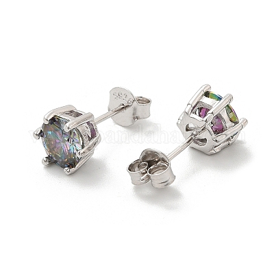 925 Sterling Silver Moissanite Rhinestone Stud Earrings&nbsp;EJEW-U042-05P-04-1